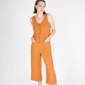 Black Eve Gravel Linen Blend Jumpsuit - XS